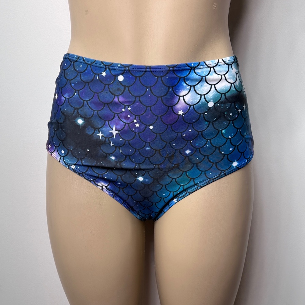 Blue Galaxy High-Waisted Bikini Bottom